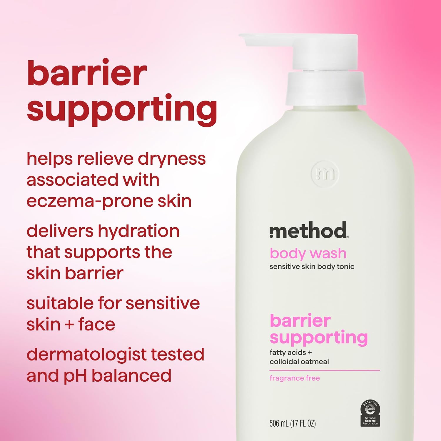 method Barrier Supporting Body Wash, Fragrance-Free, 17 fl oz