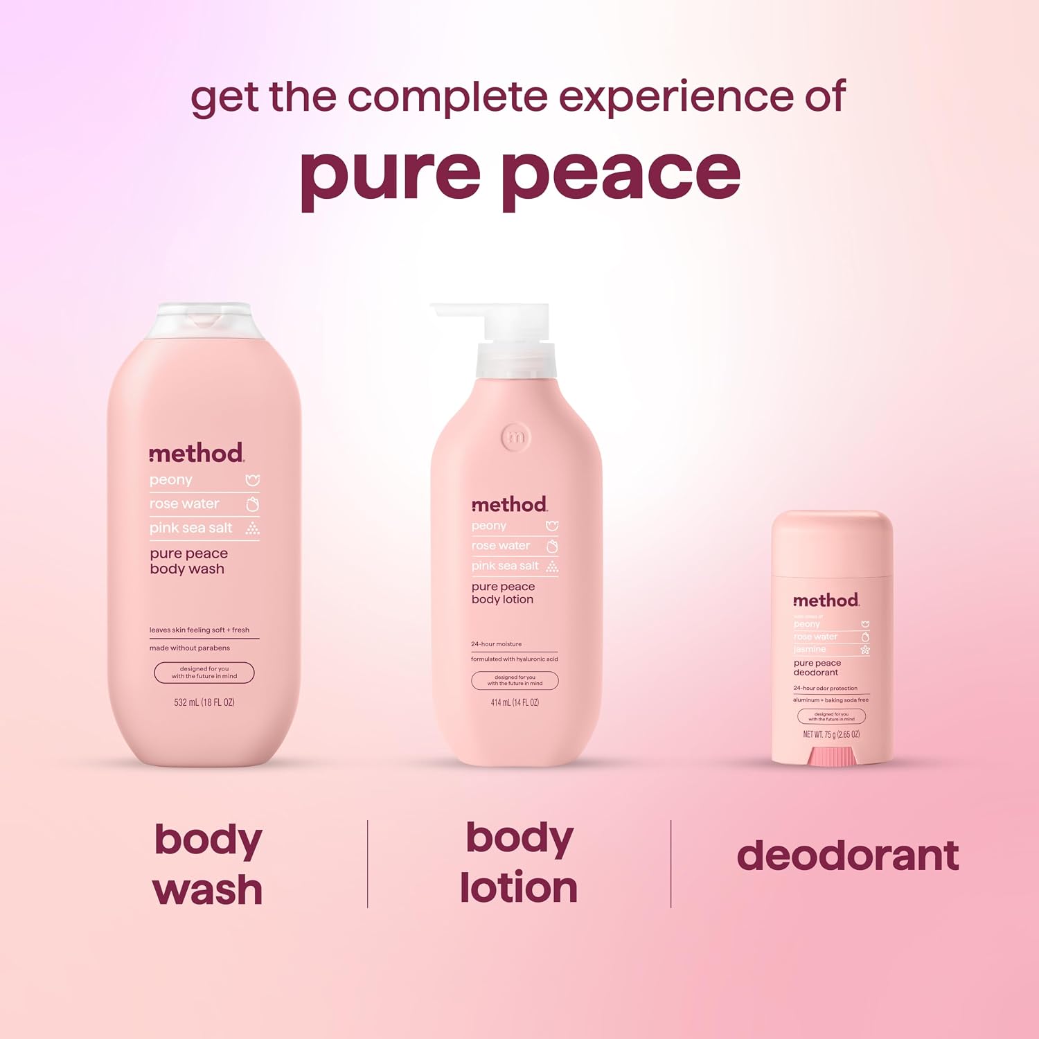 method Body Wash, Pure Peace, 18 fl oz, 6 pack