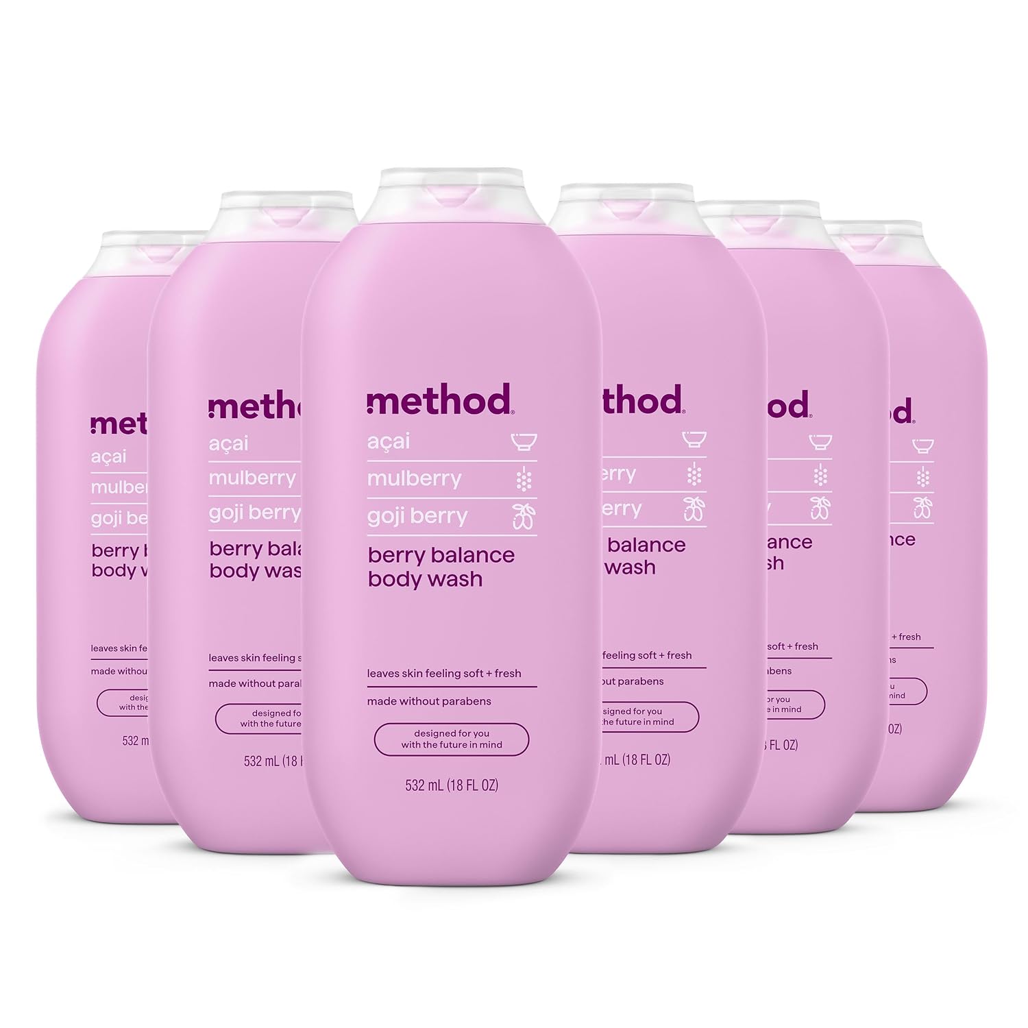 method Body Wash, Berry Balance, 18 fl oz, 6 pack