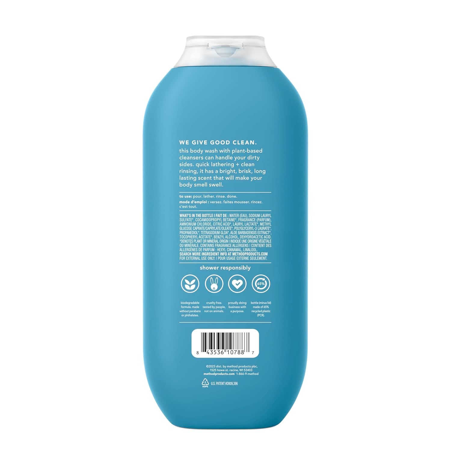 method Men’s Body Wash, Glacier + Granite, 18 fl oz, 6 Pack