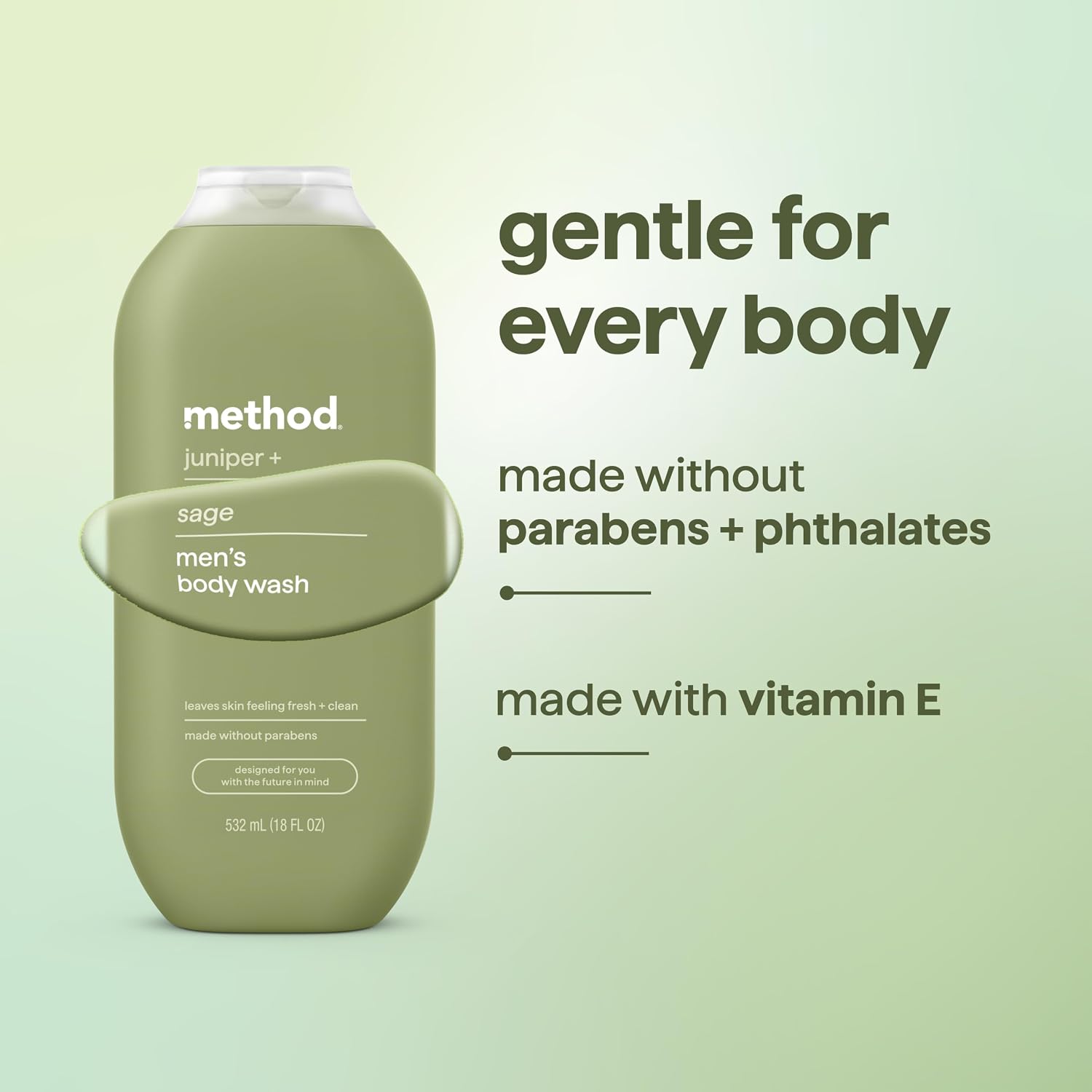 method Men’s Body Wash, Juniper + Sage, 18 fl oz, 6 Pack