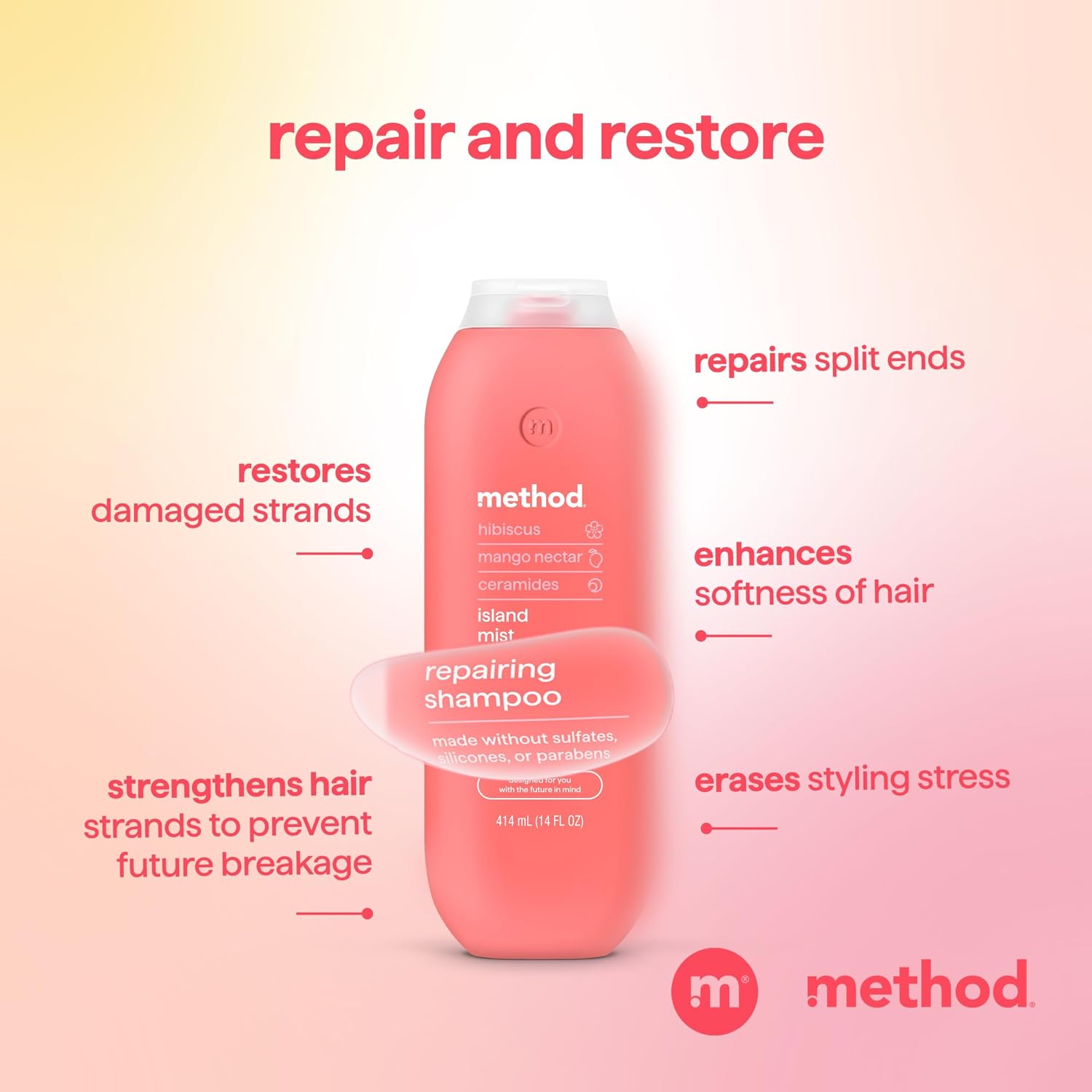 method Repairing Shampoo, Island Mist, 14 fl oz