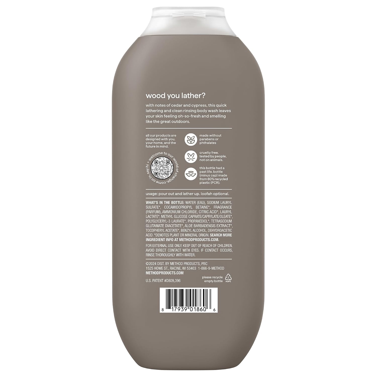 method Men’s Body Wash, Cedar + Cypress, 18 fl oz, 6 Pack