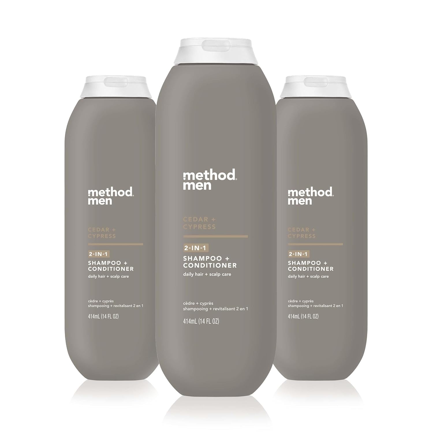 method men 2-in-1 Shampoo and Conditioner, Cedar + Cypress, 14 oz, 3 Pack