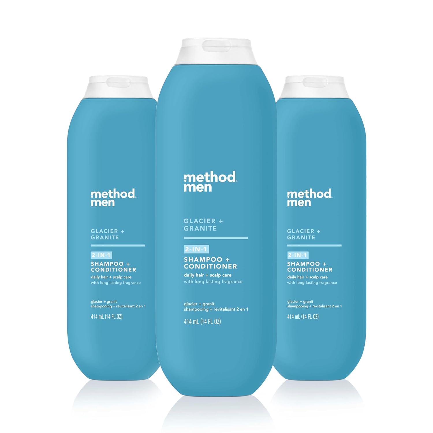 method men 2-in-1 Shampoo and Conditioner, Glacier + Granite, 14 oz, 3 Pack