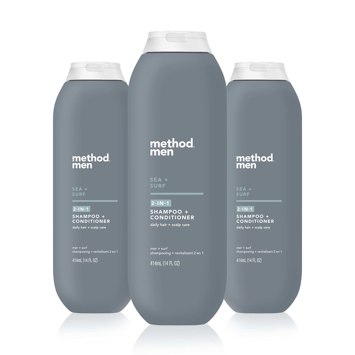 method men 2-in-1 Shampoo and Conditioner, Sea + Surf, 14 fl oz, 3 Pack