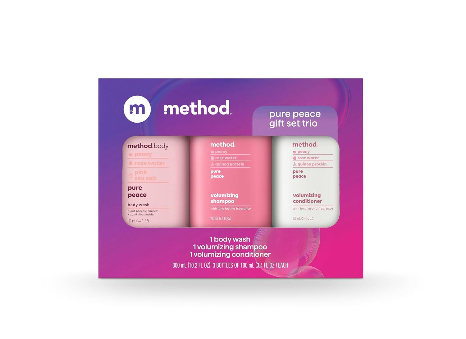 method Body Wash and Hair Care Gift Set, Pure Peace, 3.4 fl oz