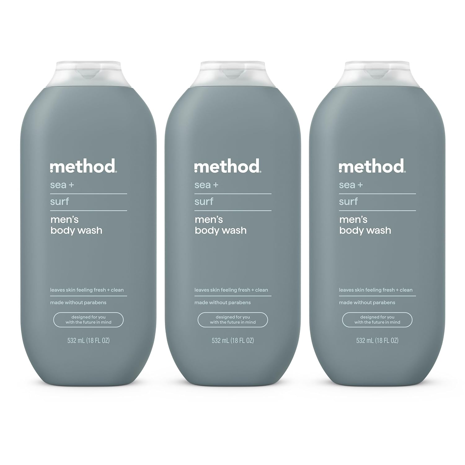 method Men’s Body Wash, Sea + Surf, 18 fl oz, 3 Pack