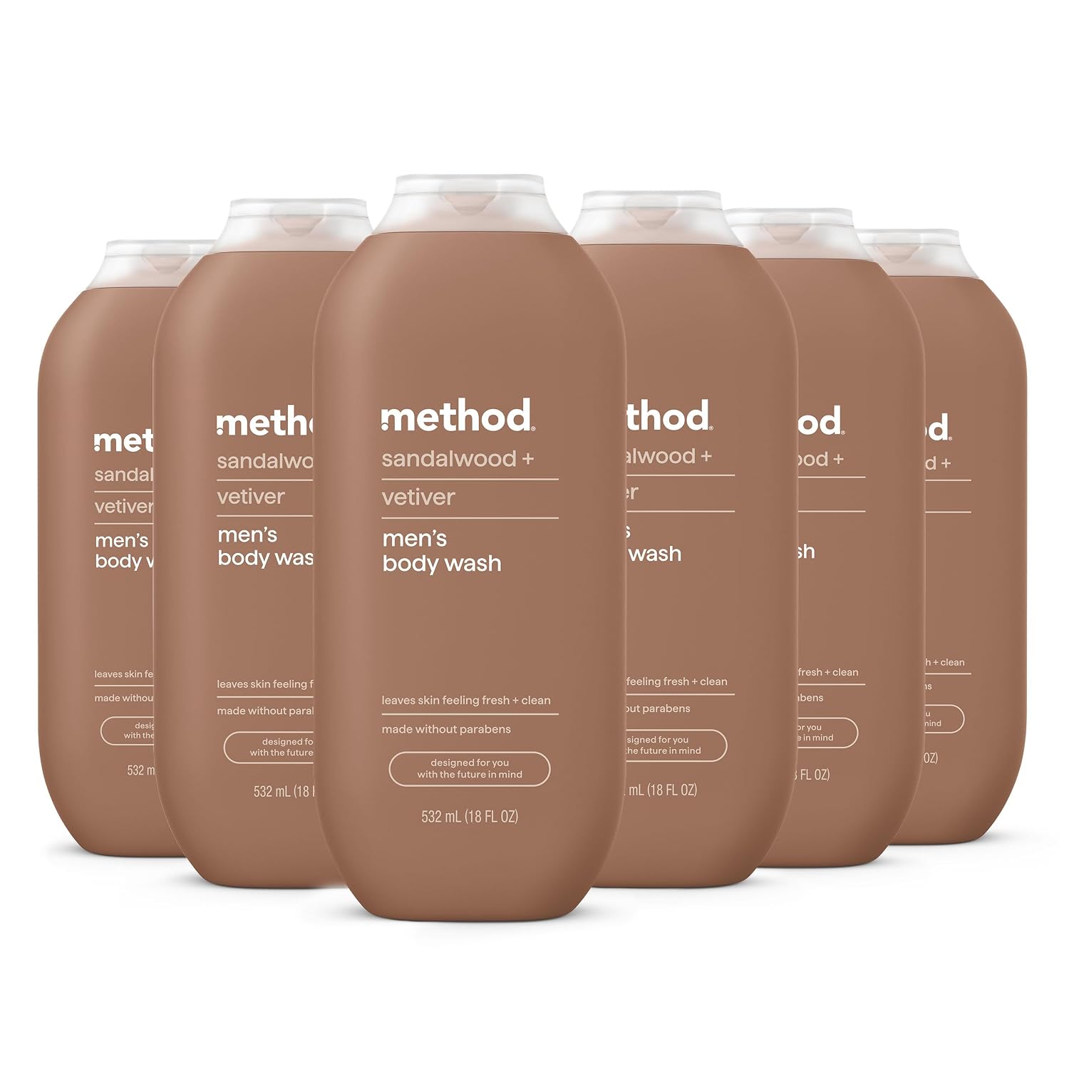 method Men’s Body Wash, Sandalwood + Vetiver, 18 fl oz, 6 Pack