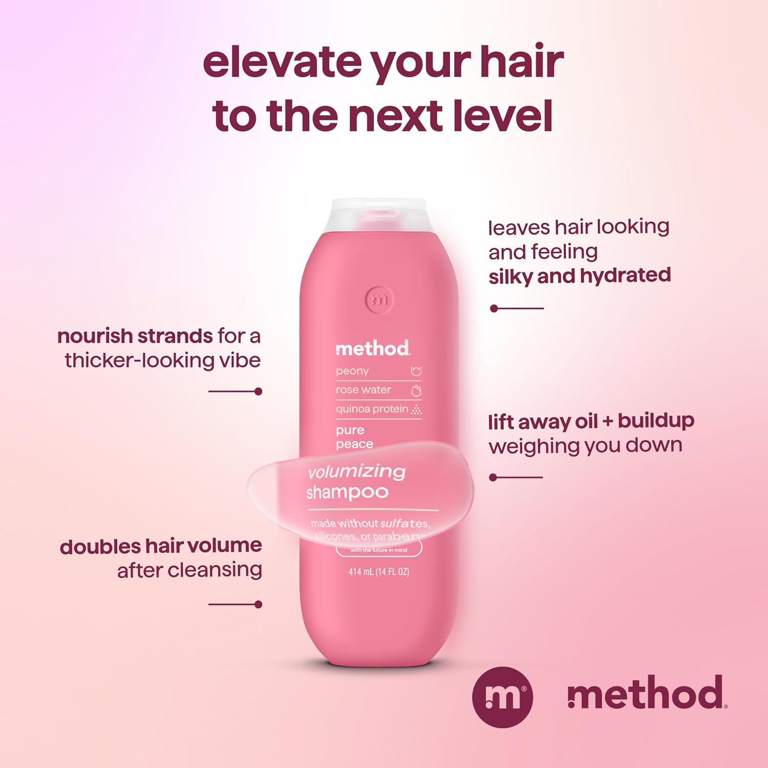method Volumizing Shampoo, Pure Peace ,14 fl oz, 3 Pack