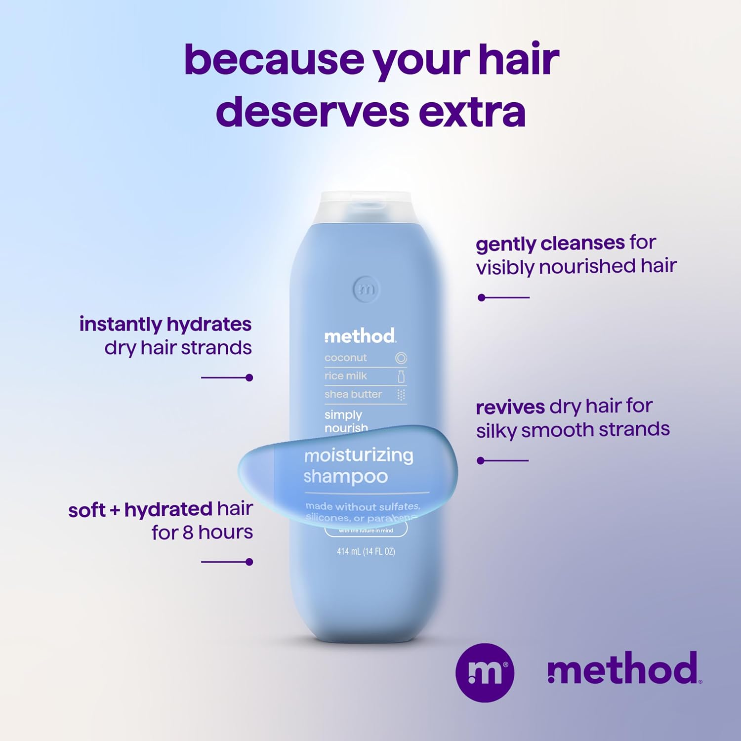 method Moisturizing Shampoo, Simply Nourish, 14 fl oz, 3 Pack