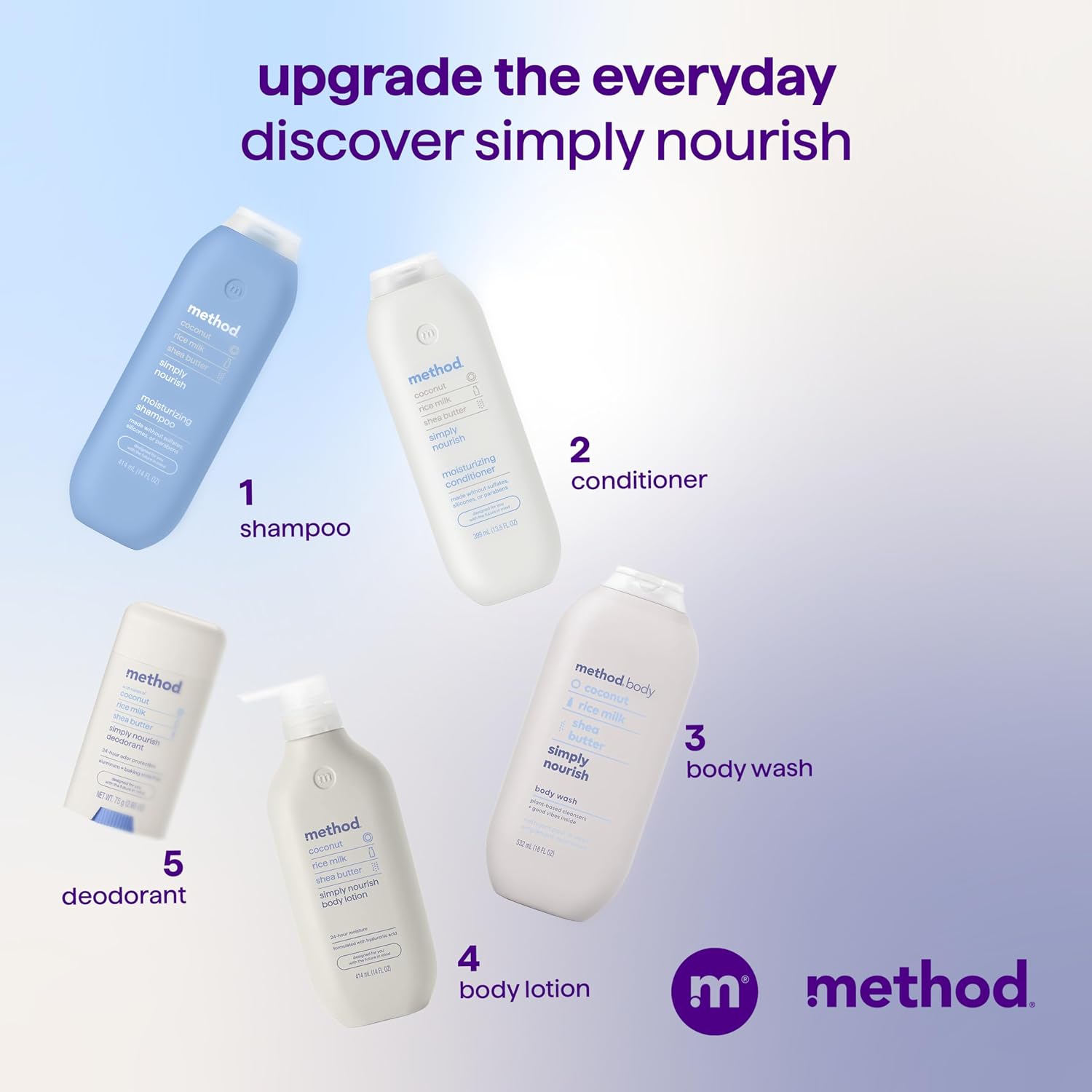 method Moisturizing Shampoo, Simply Nourish, 14 fl oz, 3 Pack