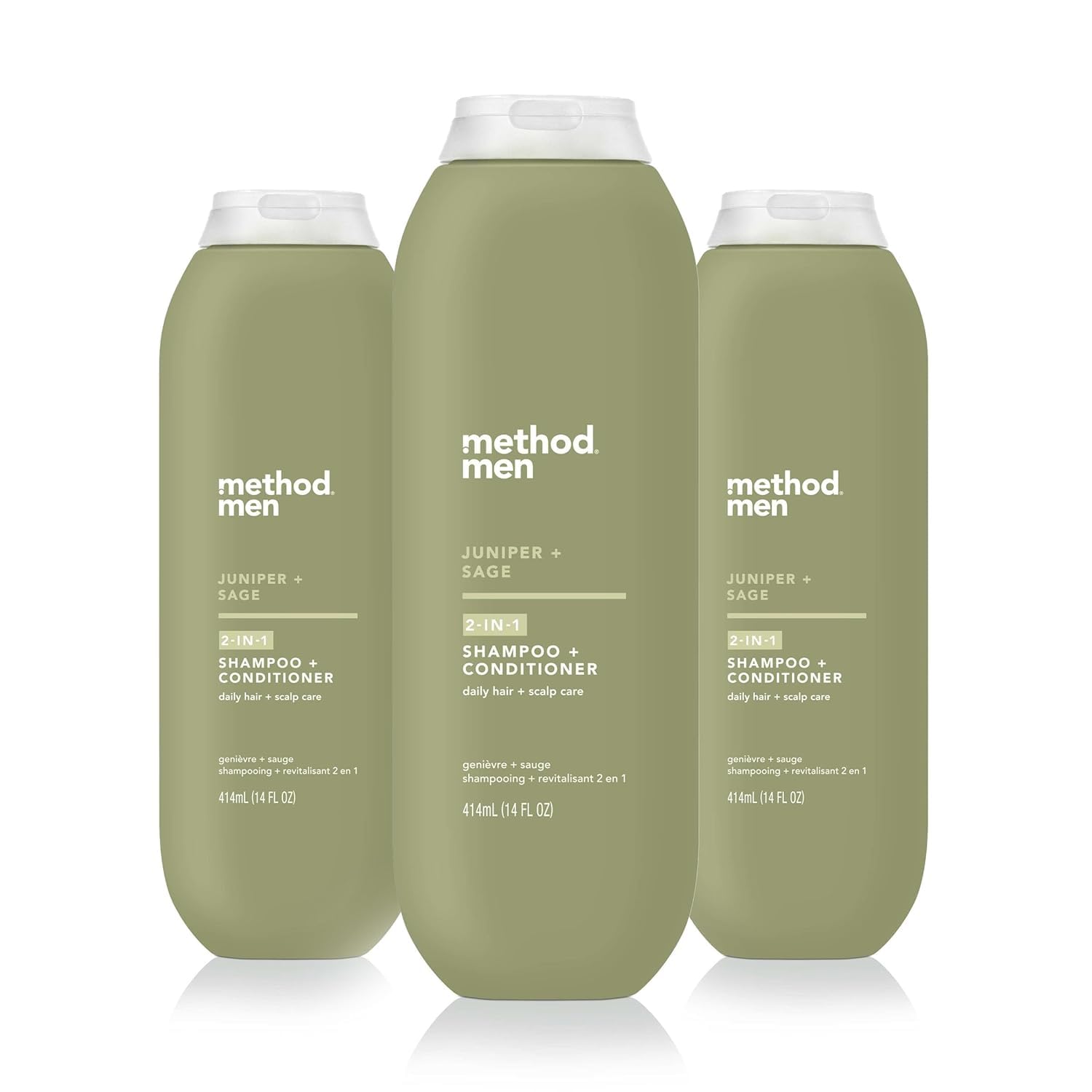 method men 2-in-1 Shampoo and Conditioner, Juniper + Sage, 14 fl oz, 3 Pack