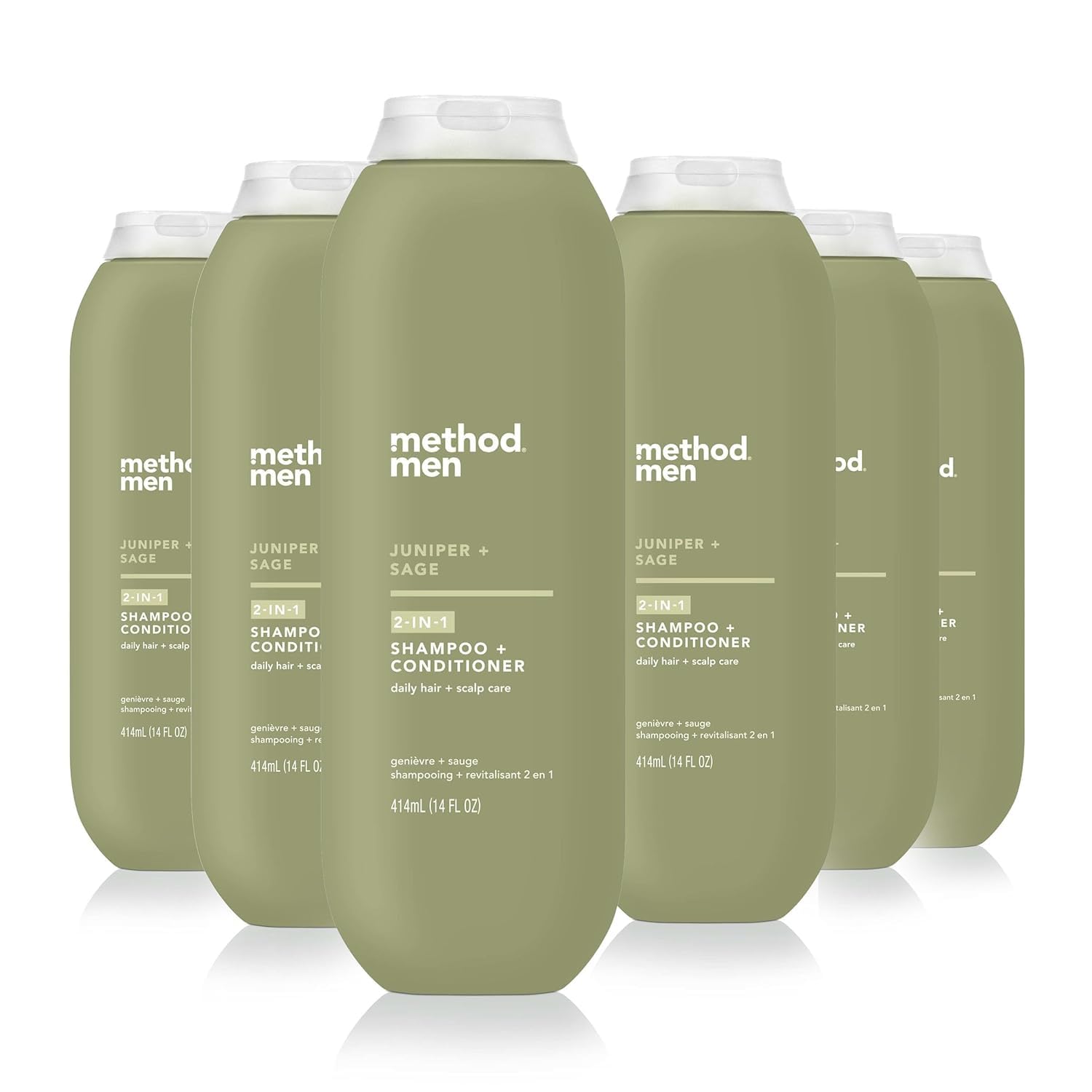 method men 2-in-1 Shampoo and Conditioner, Juniper + Sage, 14 fl oz, 6 Pack