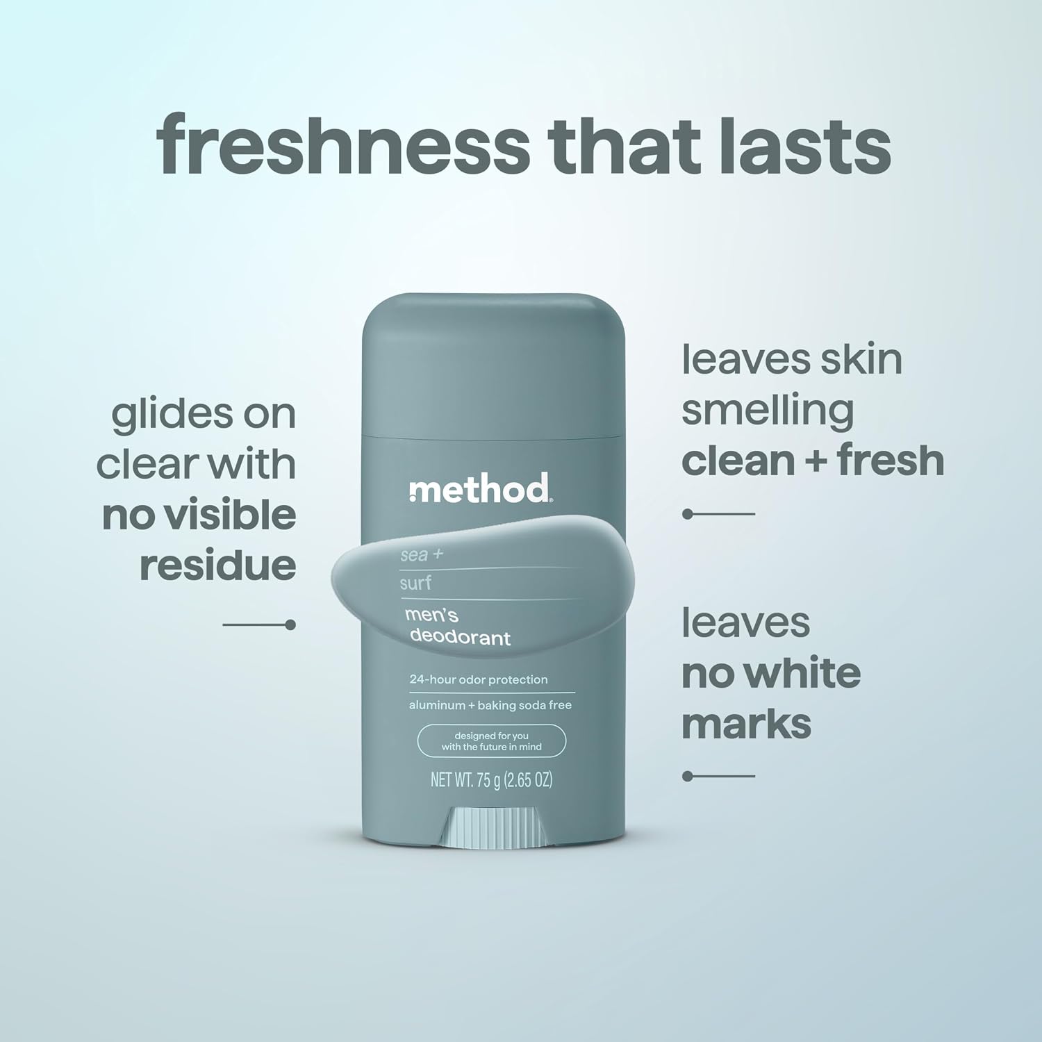 method Men's Deodorant Stick, Sea + Surf, for Sensitive Skin, 2.65oz