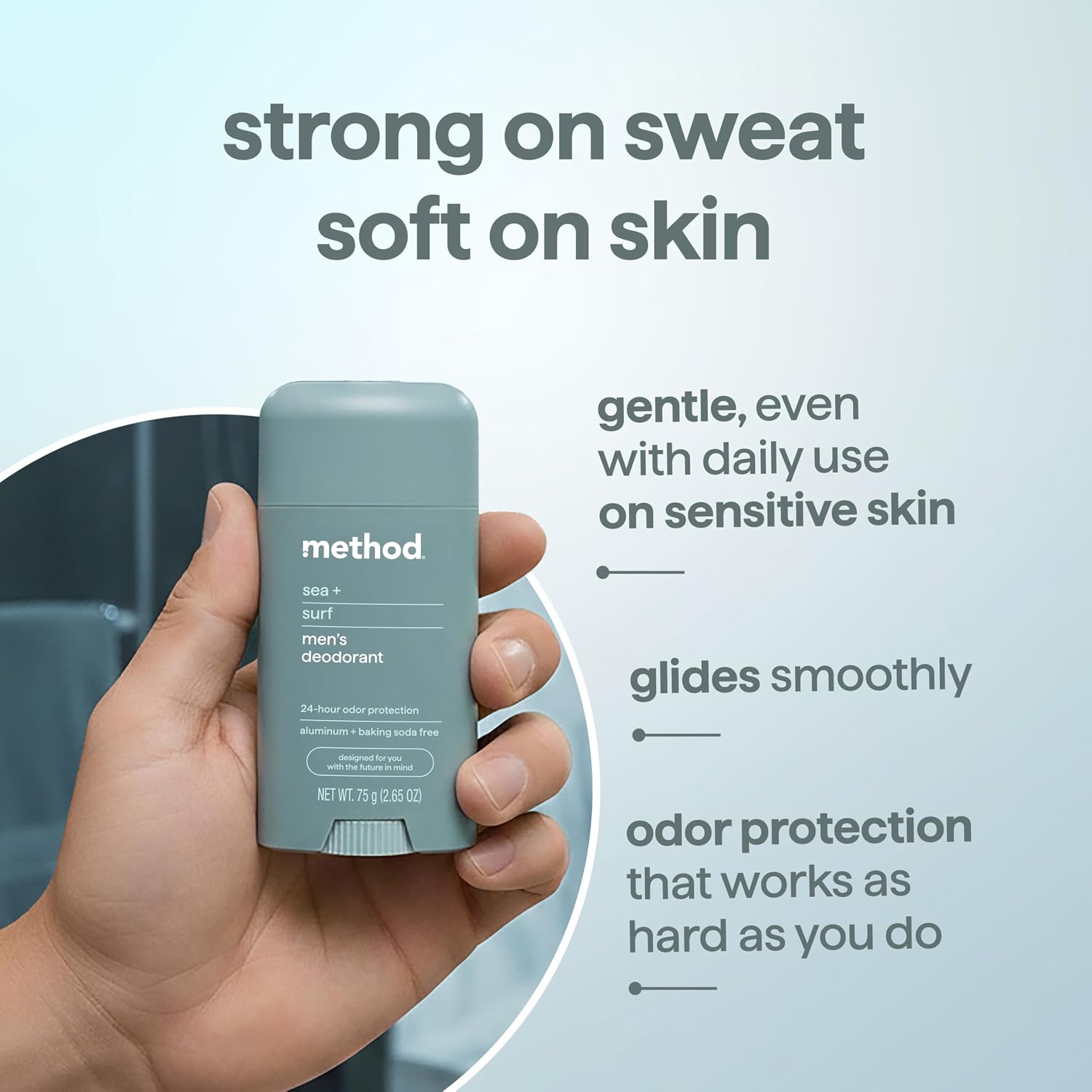 method Men's Deodorant Stick, Sea + Surf, for Sensitive Skin, 2.65oz