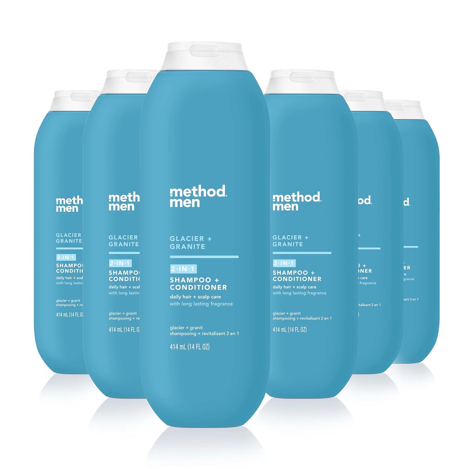 method men 2-in-1 Shampoo and Conditioner, Glacier + Granite, 14 oz, 6 Pack