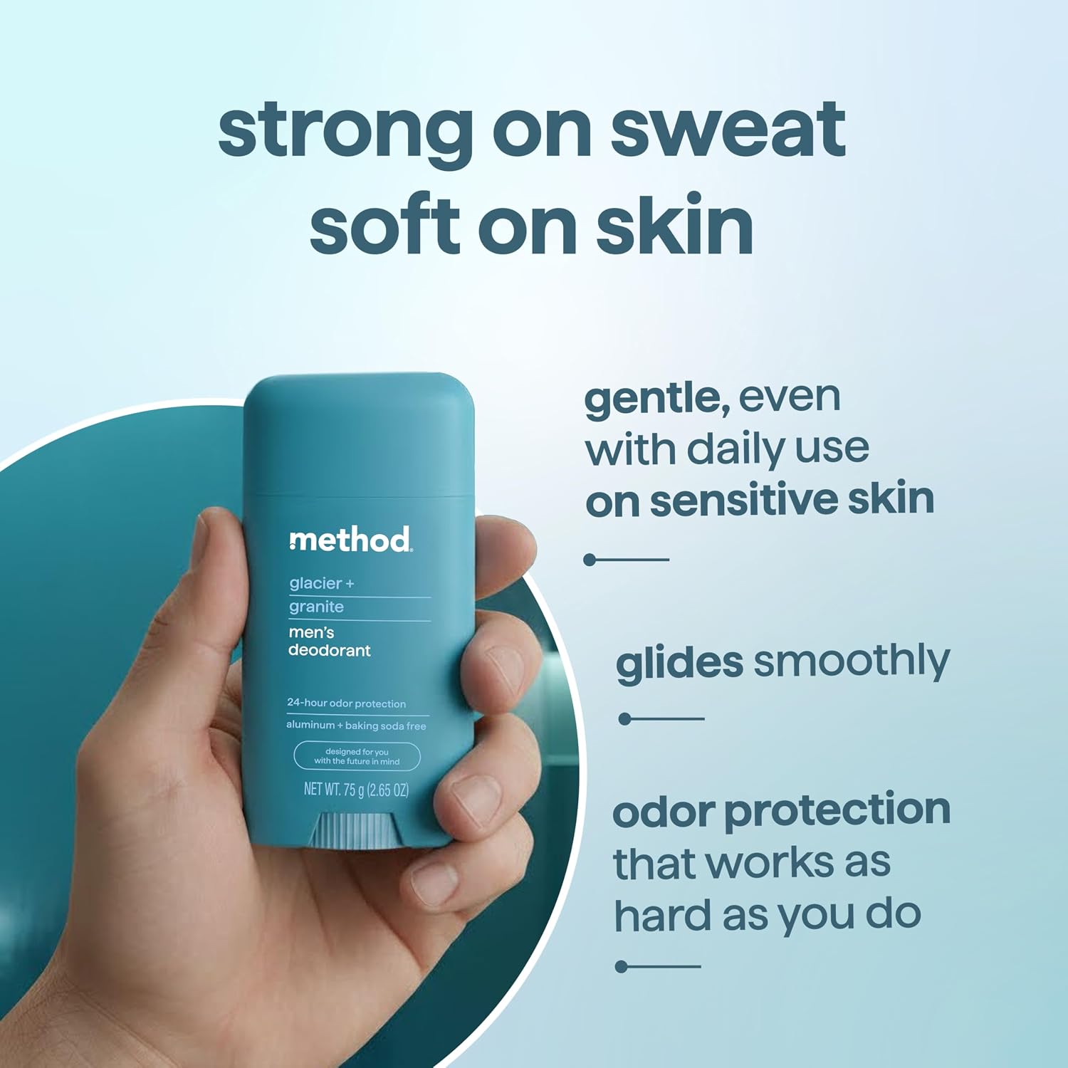 method Men's Deodorant Stick, Glacier + Granite, for Sensitive Skin, 2.65oz