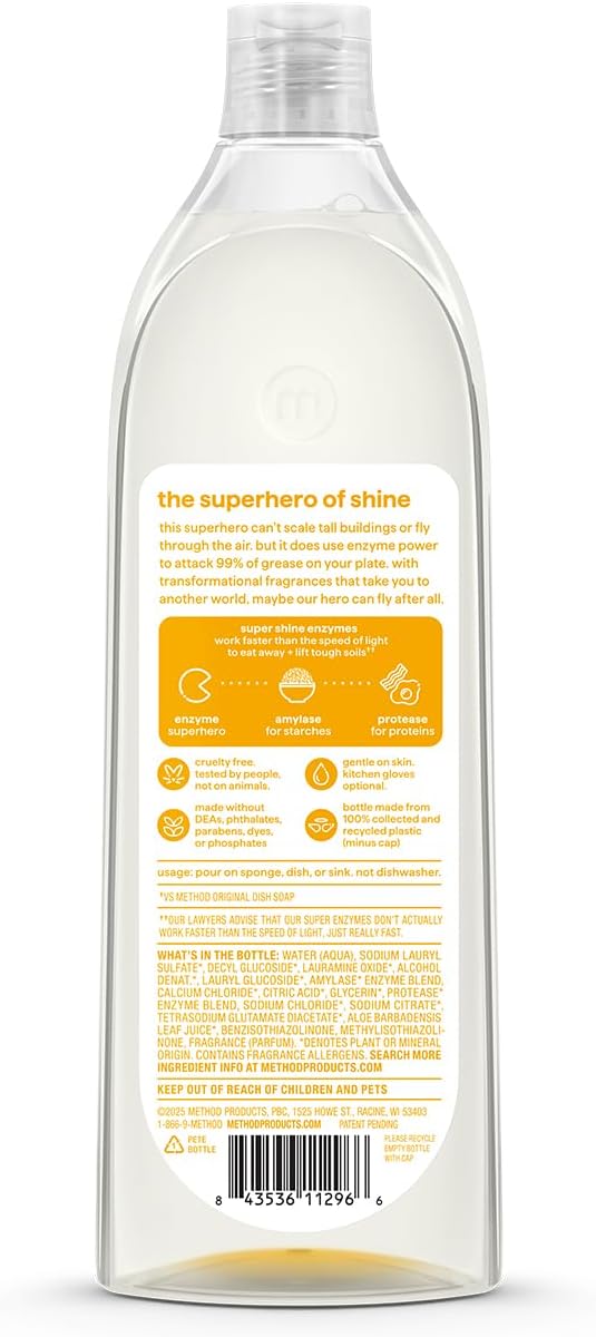method Super Shine Liquid Dish Soap, Coastal Citron Scented, 16 fl oz