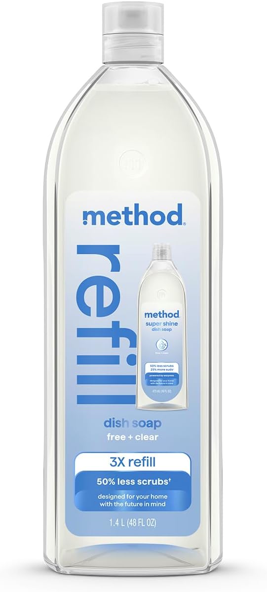 method Super Shine Liquid Dish Soap Refill, Free + Clear, 48 fl oz
