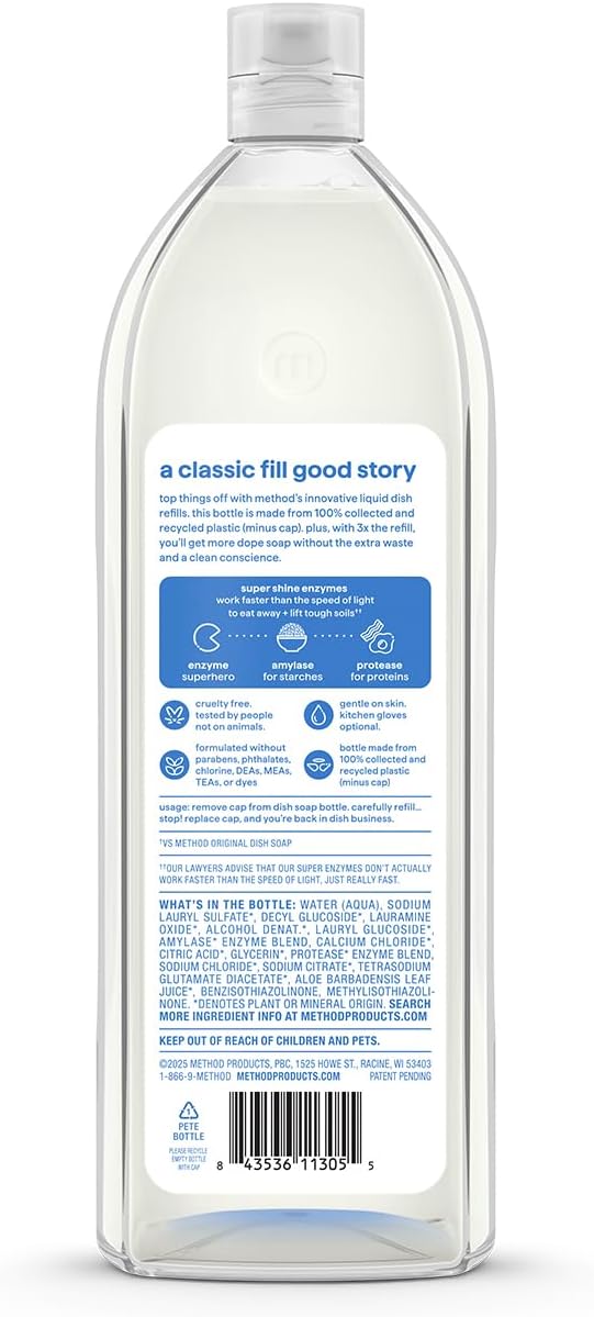 method Super Shine Liquid Dish Soap Refill, Free + Clear, 48 fl oz