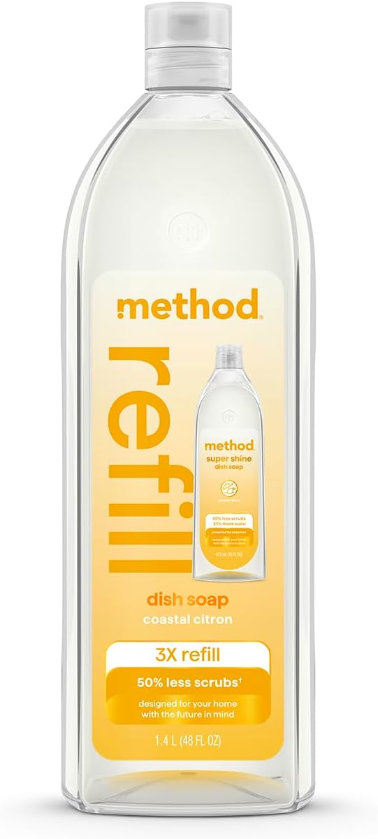 method Super Shine Liquid Dish Soap Refill, Coastal Citron, 48 fl oz