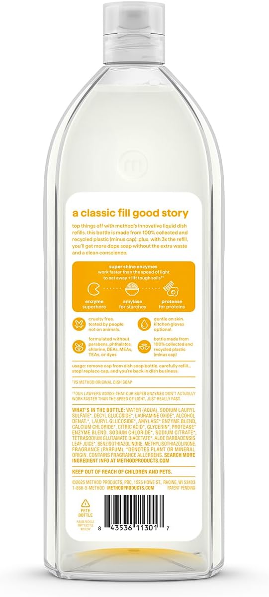 method Super Shine Liquid Dish Soap Refill, Coastal Citron, 48 fl oz