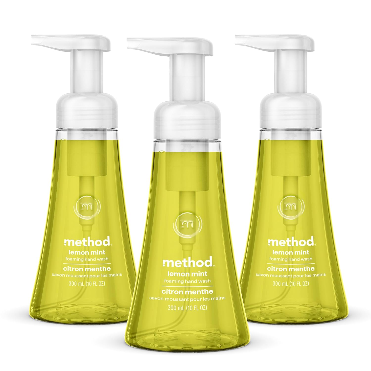 method Foaming Hand Wash, Lemon Mint- Leaves Hands Feeling Soft & Clean, for Bathroom & Kitchen, Made without Parabens, 10 fl oz, 3 pack