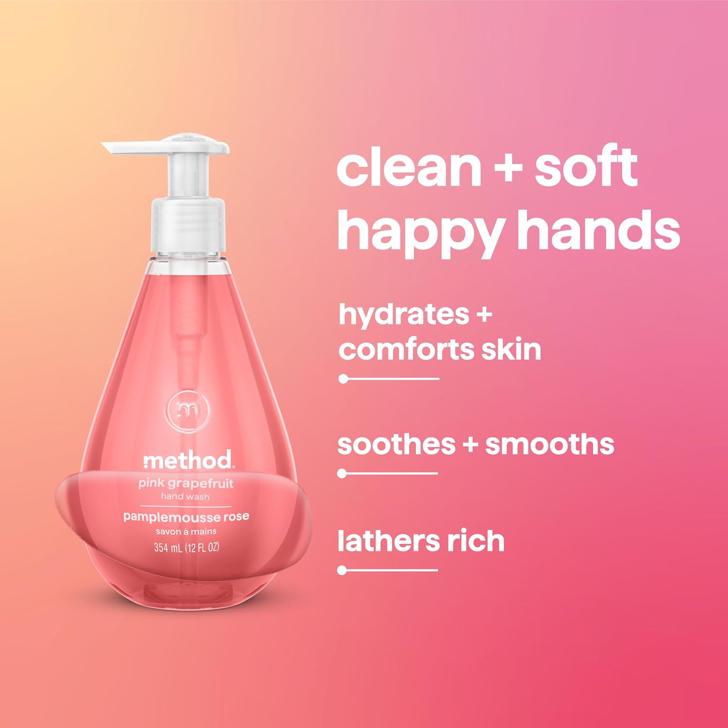 method Gel Hand Wash, Pink Grapefruit, 12 fl oz, 6 pack