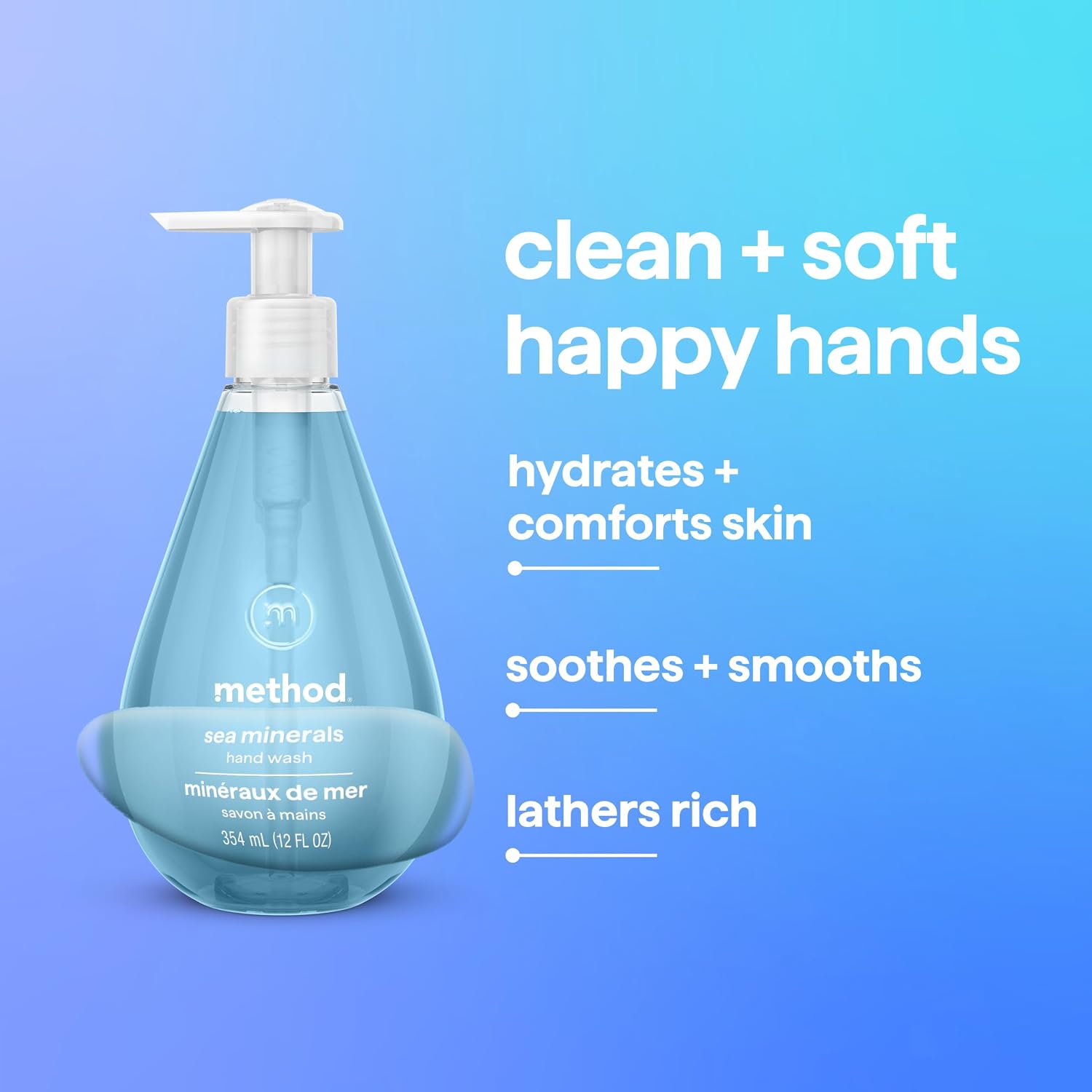 method Gel Hand Wash, Sea Minerals, 12 fl oz, 6 pack