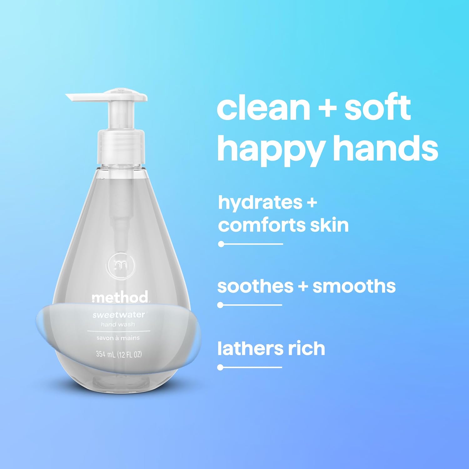 method Gel Hand Wash, Sweet Water, 12 fl oz, 6 pack
