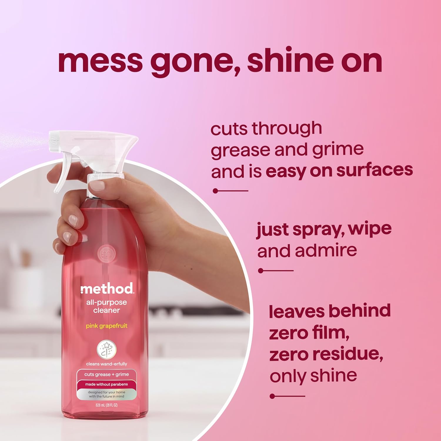 method All-Purpose Cleaner Spray, Pink Grapefruit , 28 fl oz, 4 pack