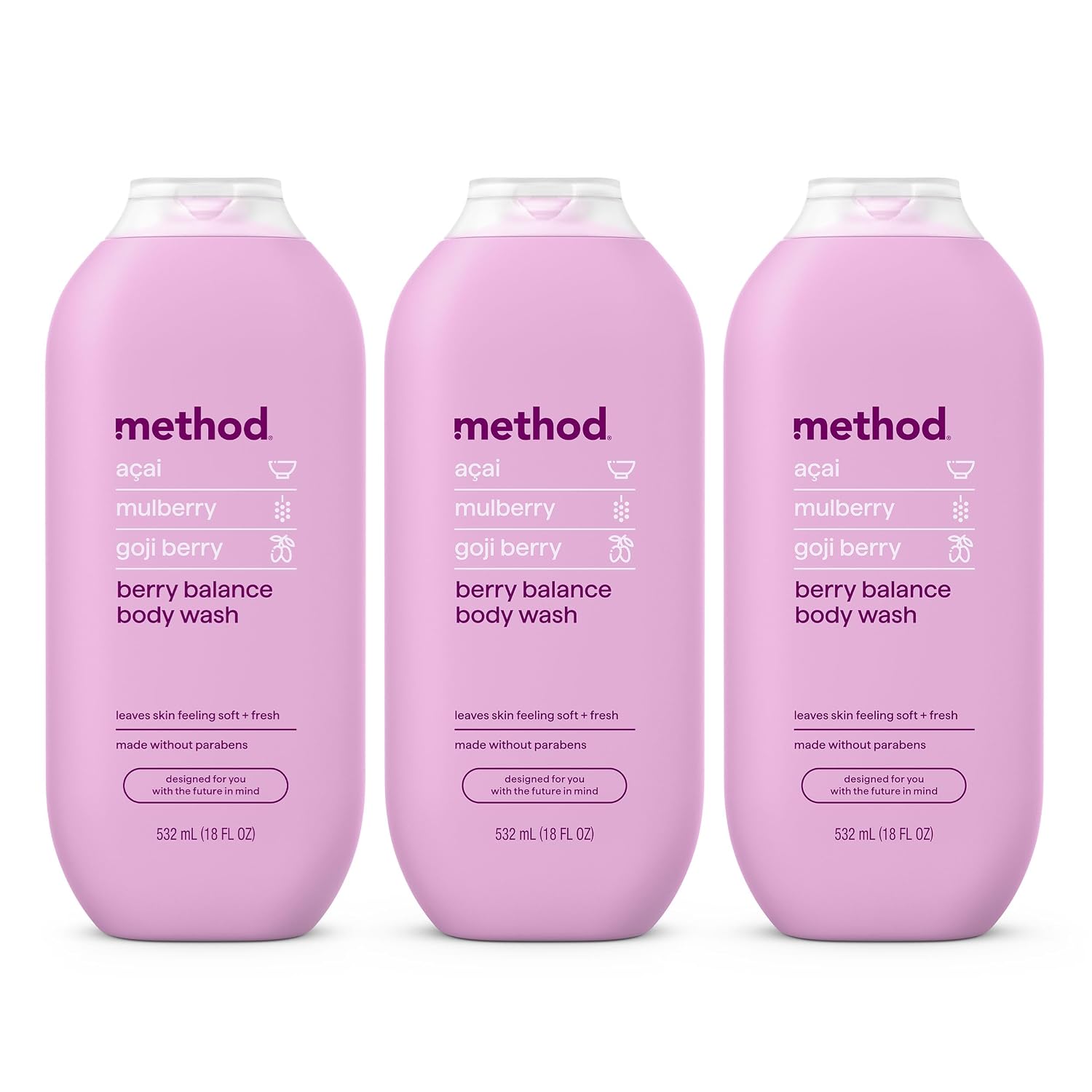 method Body Wash, Berry Balance, 18 fl oz, 3 pack