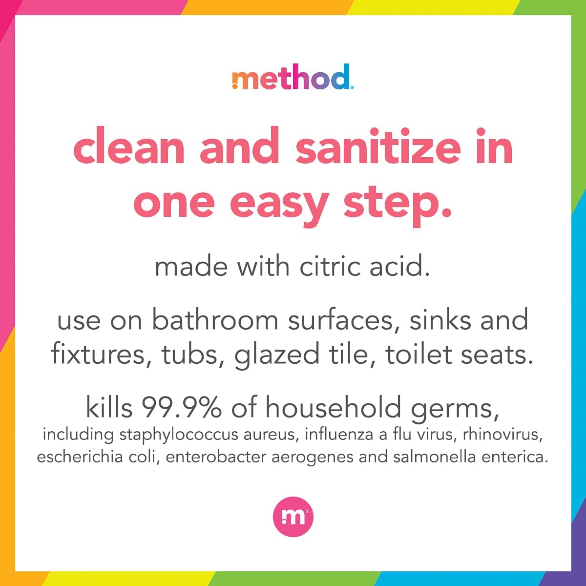 method Antibacterial Bathroom Cleaner, Spearmint, 28 fl oz, 4 pack