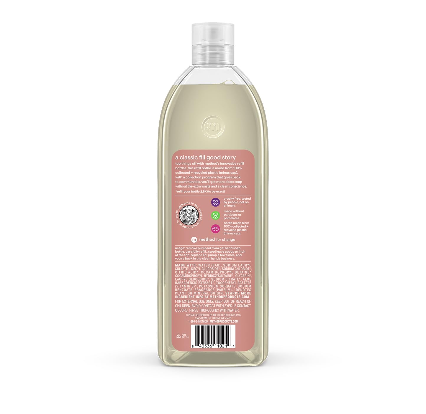 method Gel Hand Soap Refill, Vanilla + Raspberry, 34 fl oz