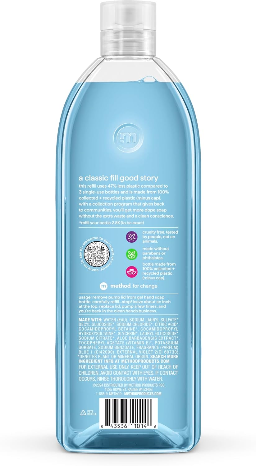 method Gel Hand Wash Refill, Sea Minerals, 34 fl oz