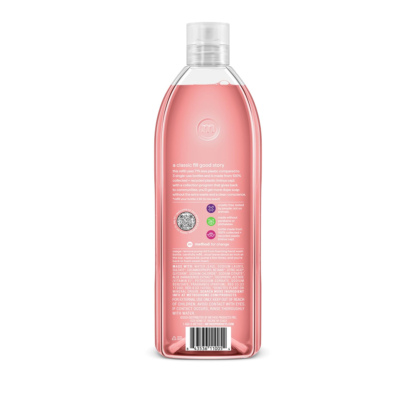 method Foaming Hand Wash Refill, Pink Grapefruit, 28 fl oz