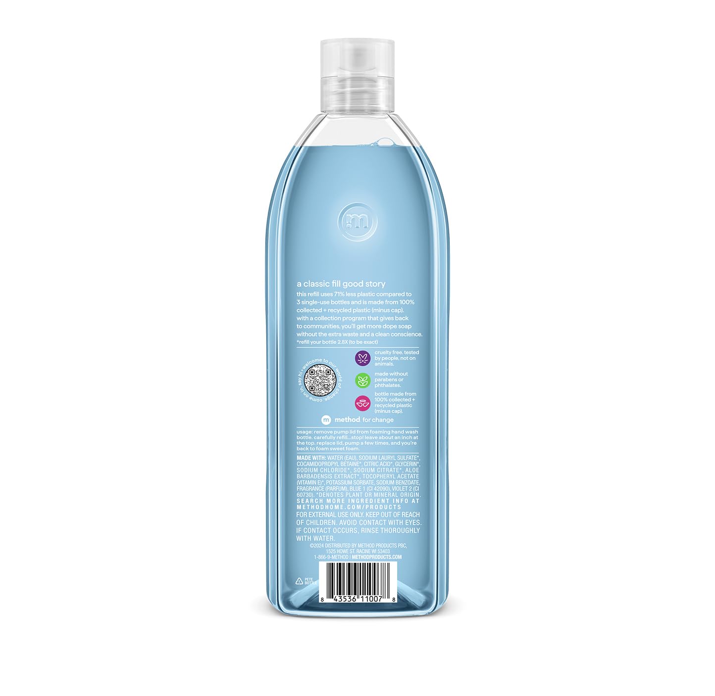 method Foaming Hand Wash Refill, Sea Minerals, 28 fl oz, 4 pack