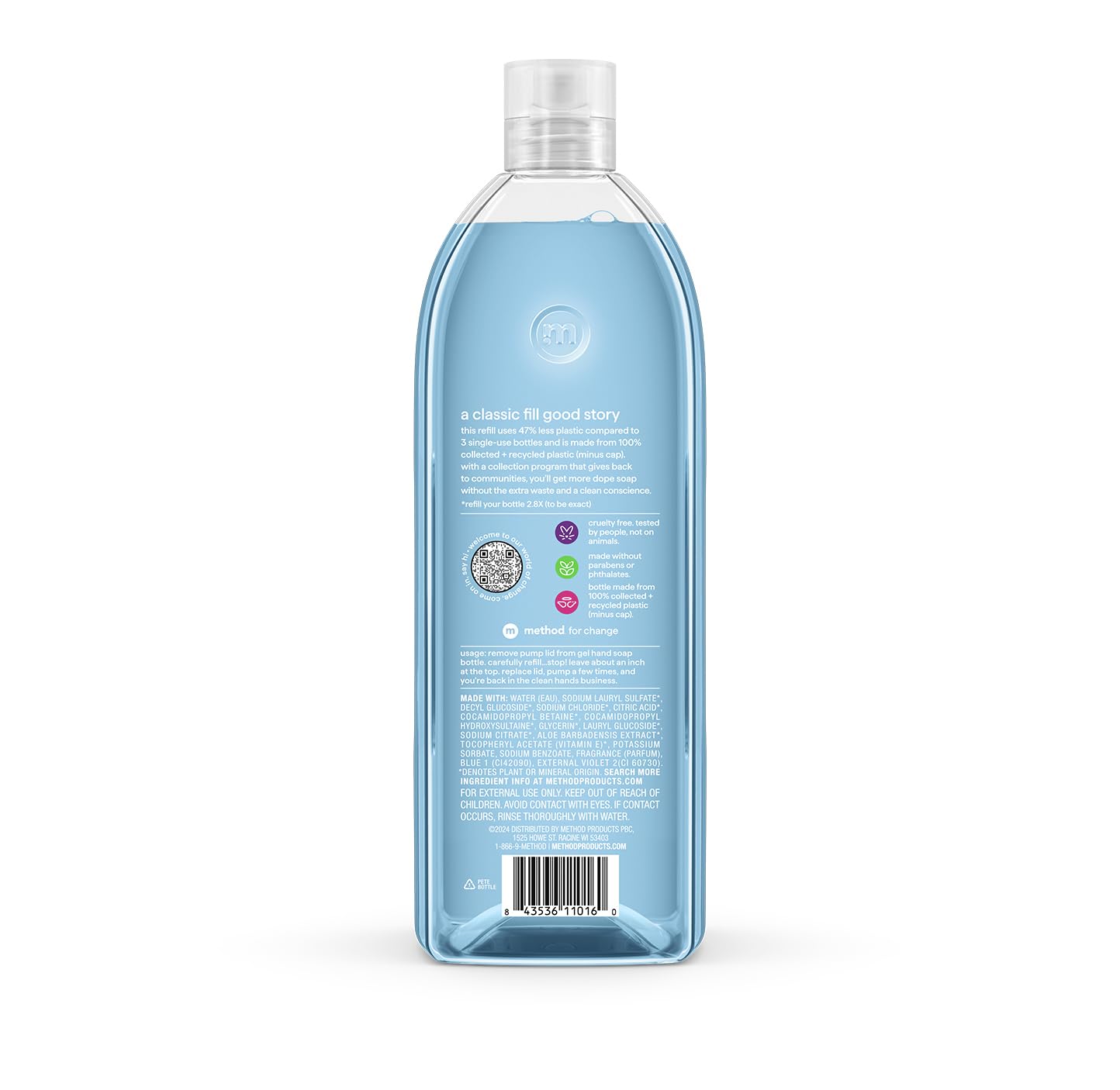 method Gel Hand Wash Refill, Sea Minerals, 34 fl oz, 4 pack