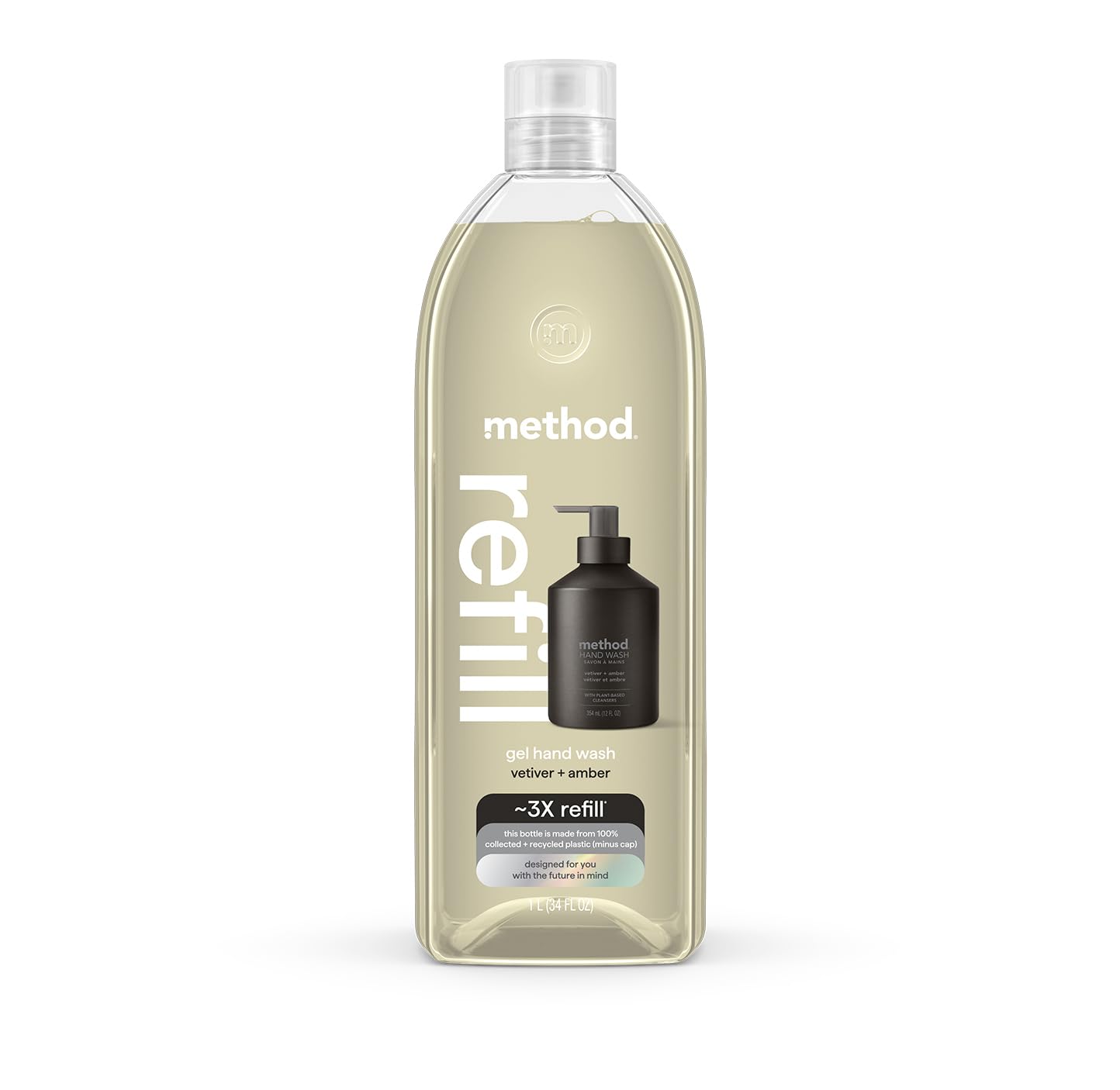 method Gel Hand Soap Refill, Vetiver + Amber, 34 fl oz