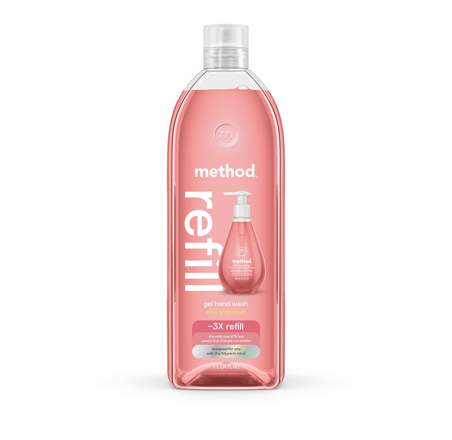 method Gel Hand Wash Refill, Pink Grapefruit, 34 fl oz