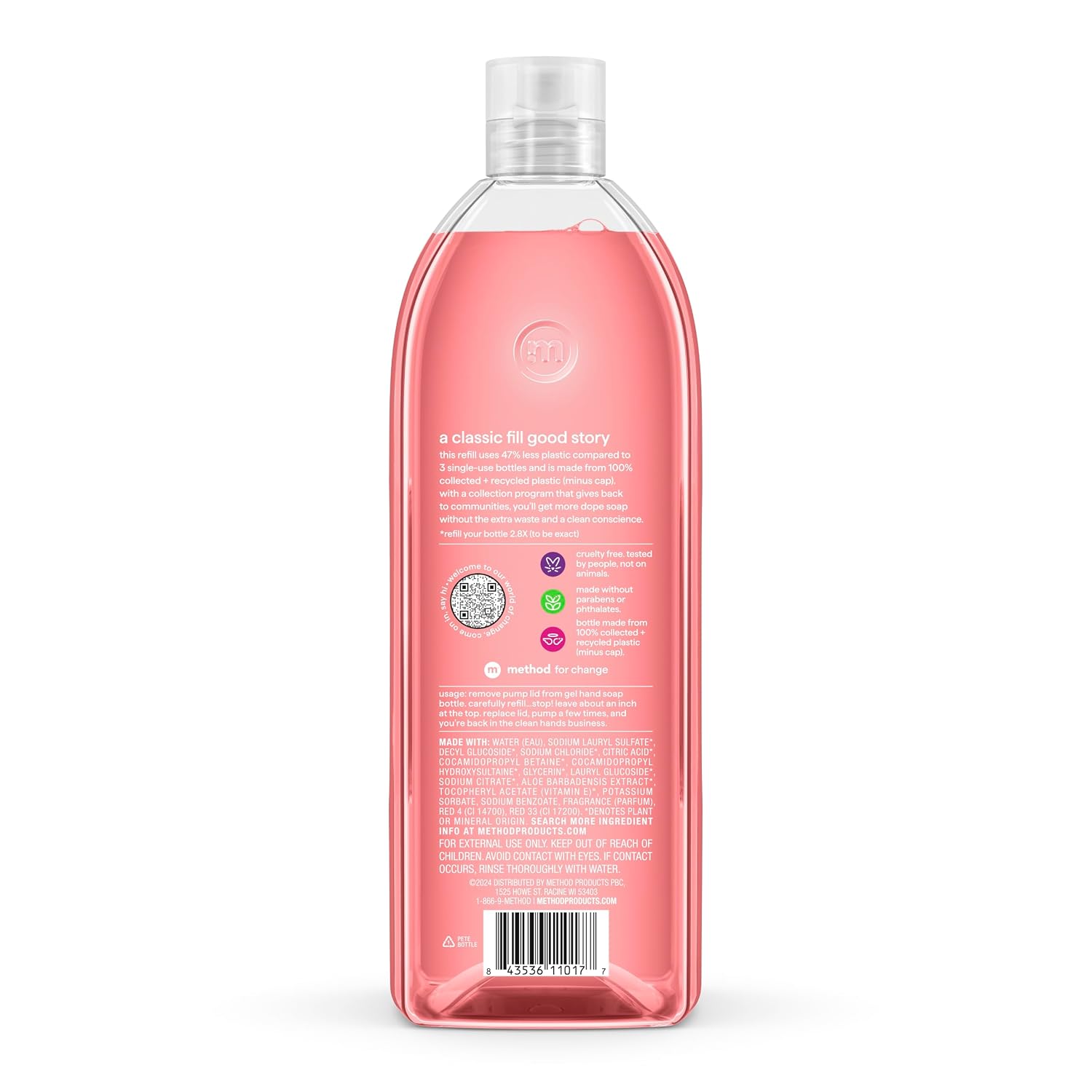 method Gel Hand Wash Refill, Pink Grapefruit, 34 fl oz