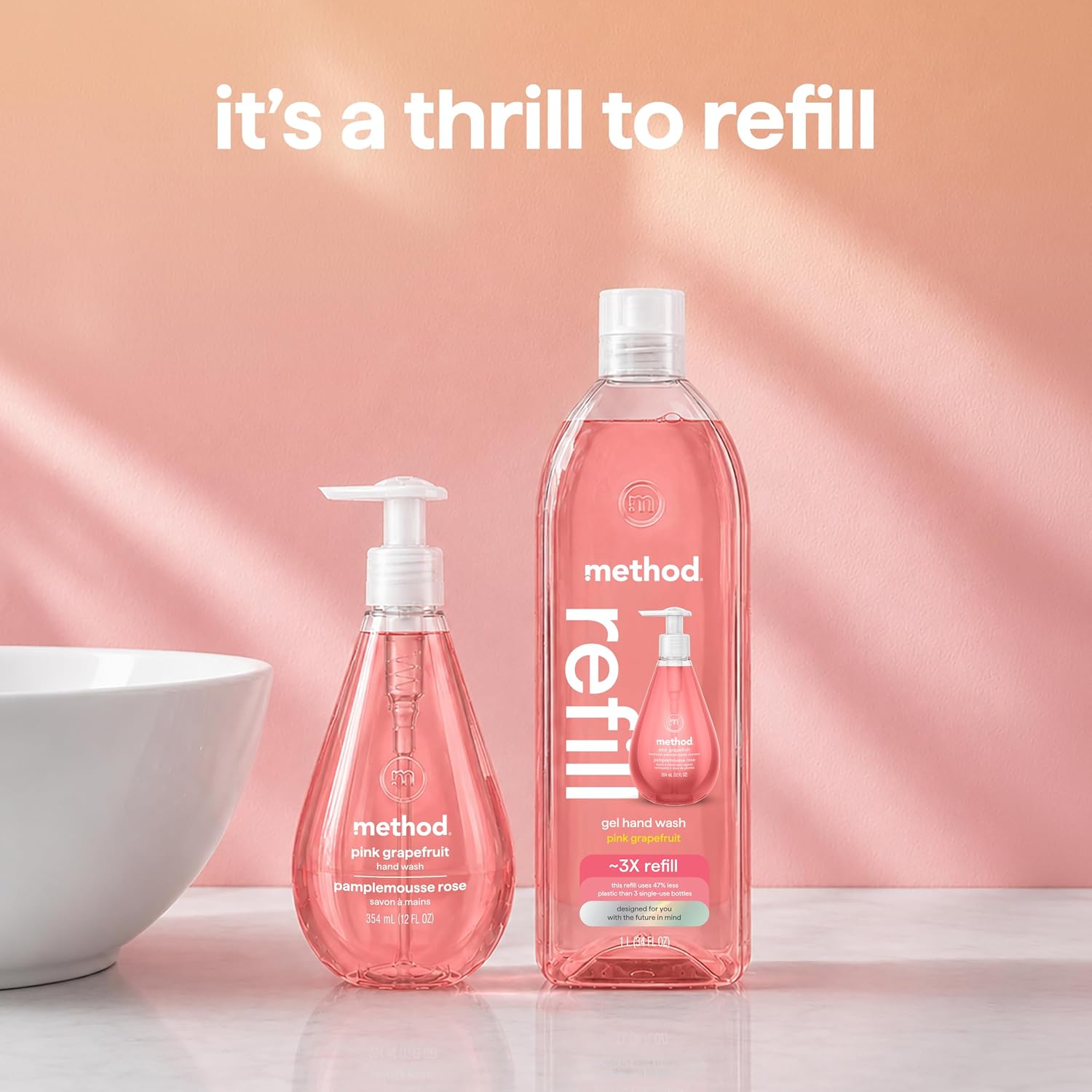 method Gel Hand Wash Refill, Pink Grapefruit, 34 fl oz