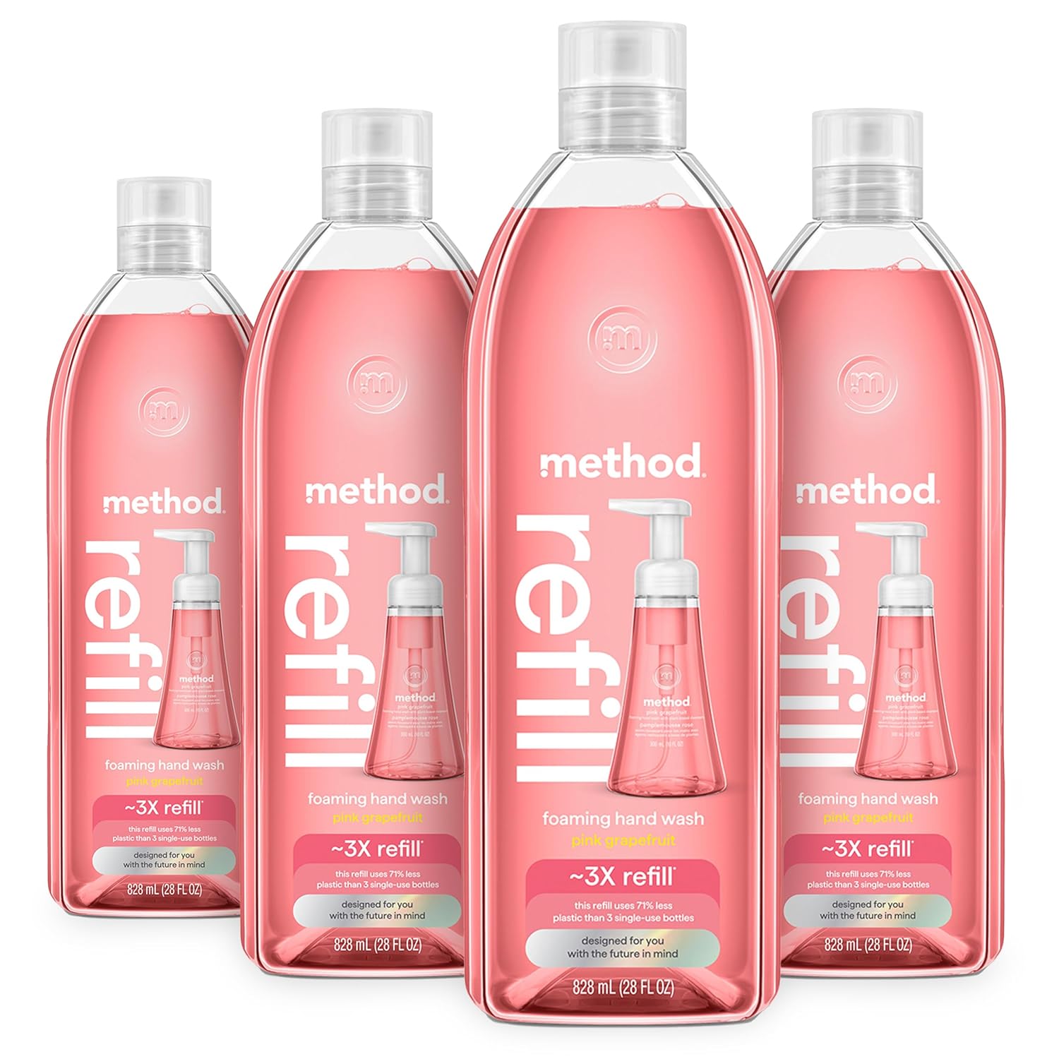 method Foaming Hand Wash Refill, Pink Grapefruit, 28 fl oz, 4 pack