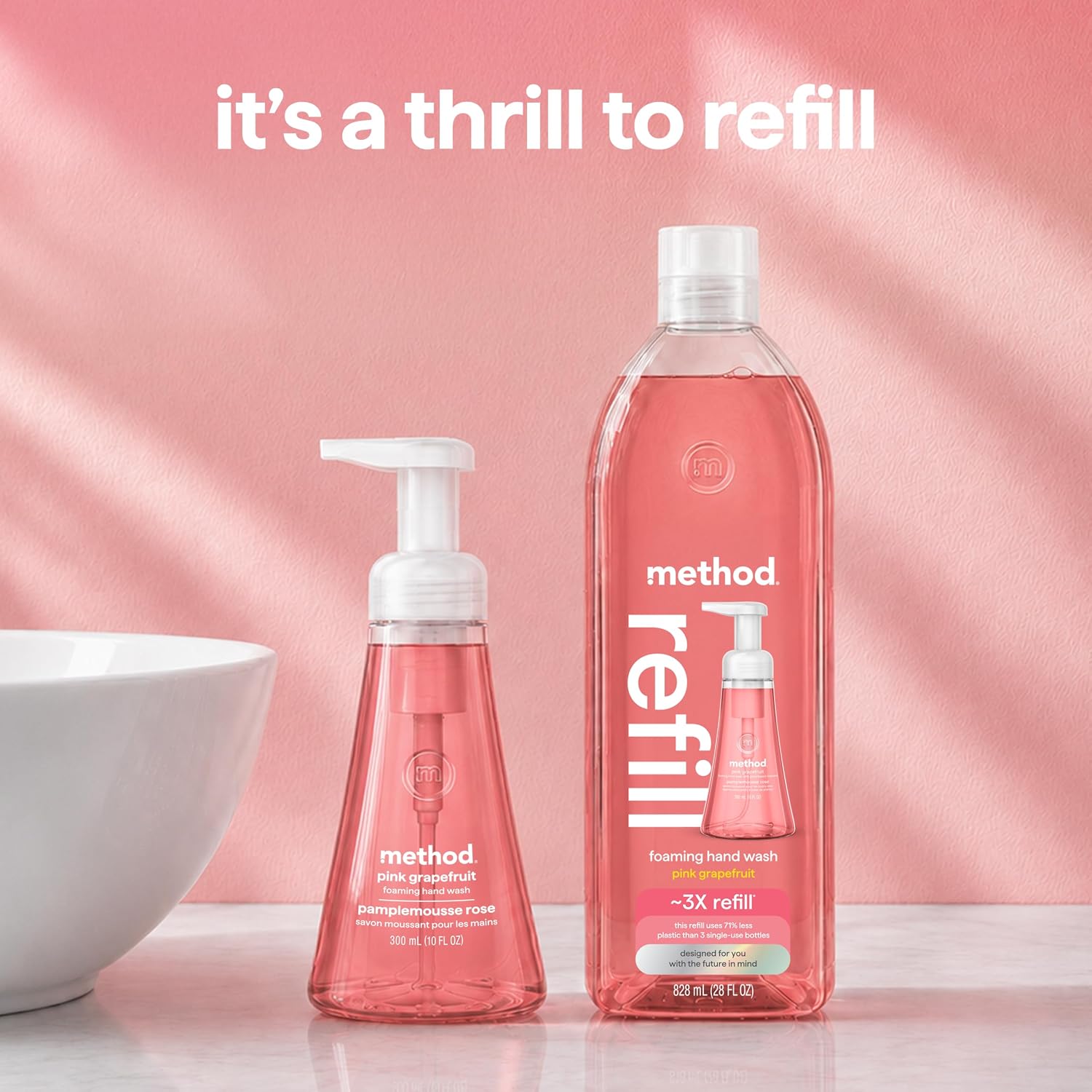 method Foaming Hand Wash Refill, Pink Grapefruit, 28 fl oz, 4 pack