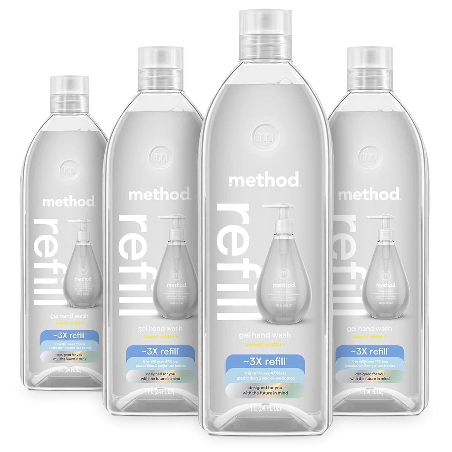 Method Gel Hand Wash Refill, Sweet Water, 34 fl oz, 4 pack