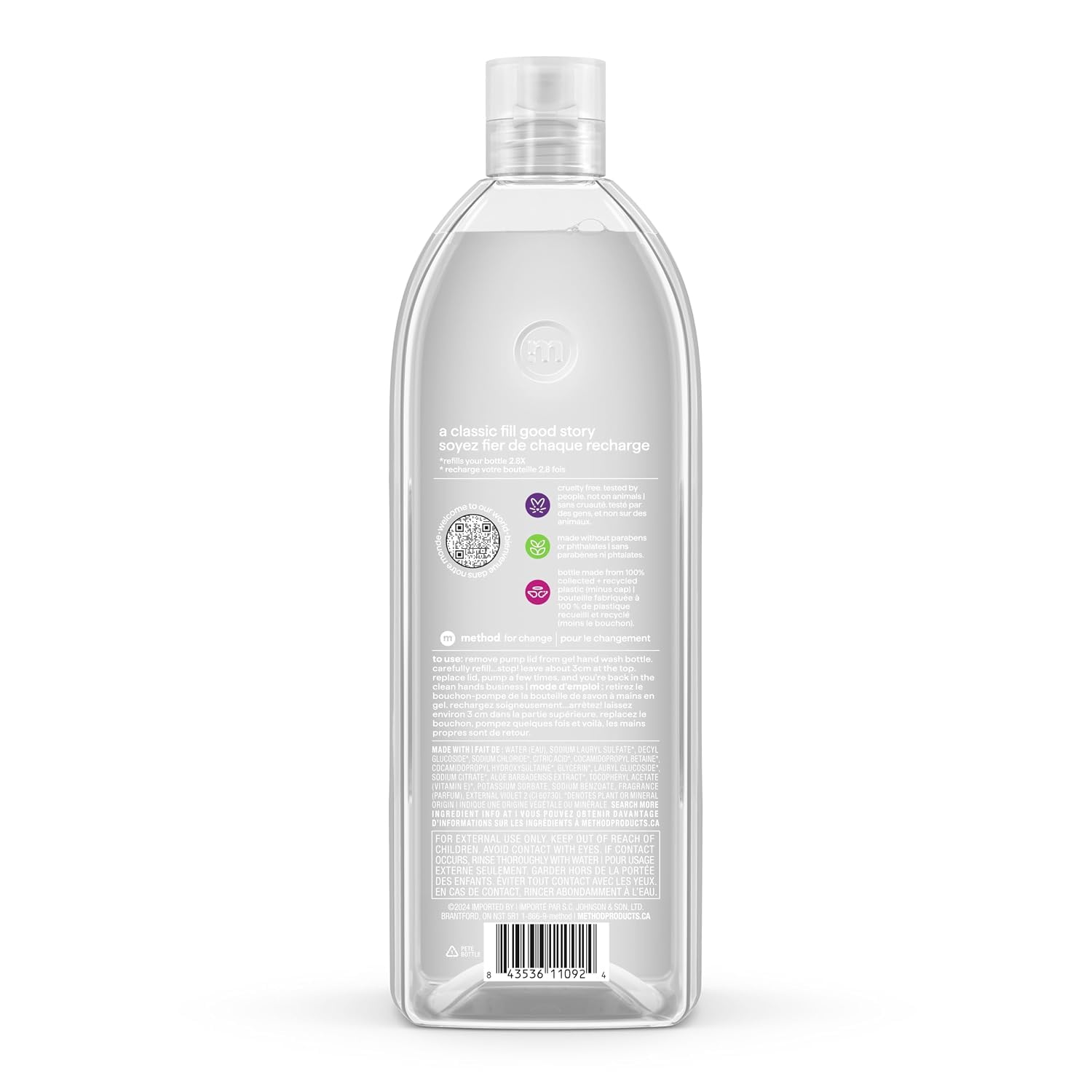 Method Gel Hand Wash Refill, Sweet Water, 34 fl oz, 4 pack