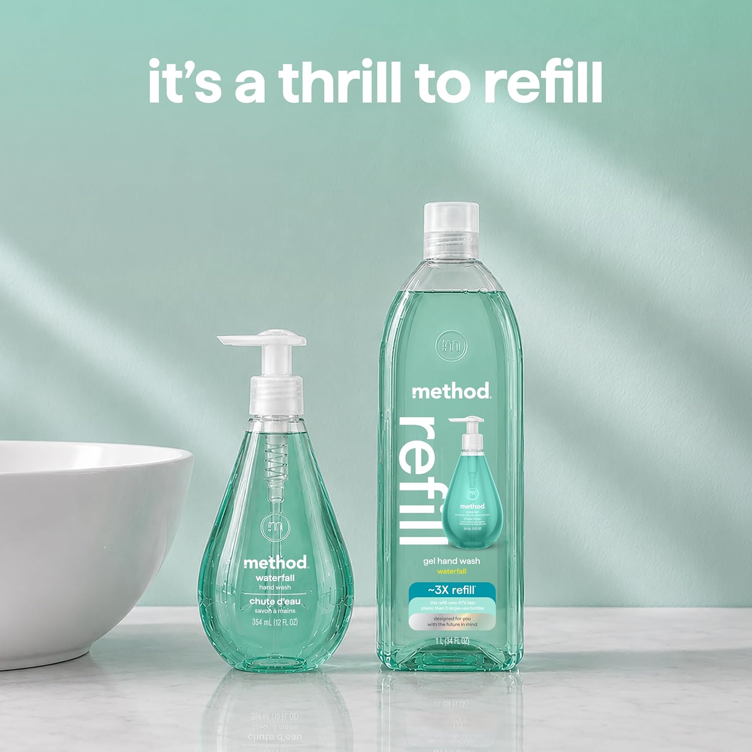 method Gel Hand Wash Refill, Waterfall, 34 fl oz