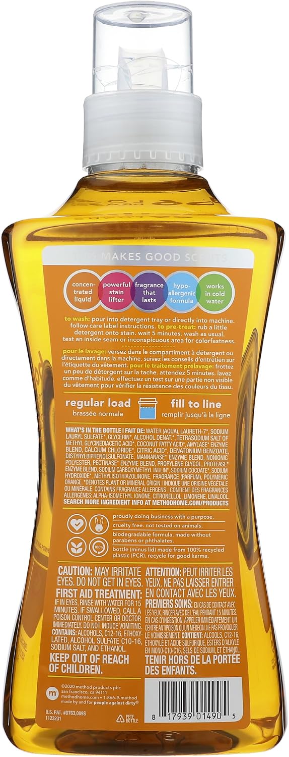 method Liquid Laundry Detergent, Ginger Mango, 53.5 fl oz