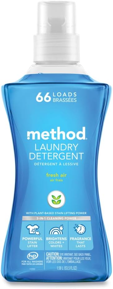 method Liquid Laundry Detergent, Fresh Air, 53.5 fl oz, 4 Pack